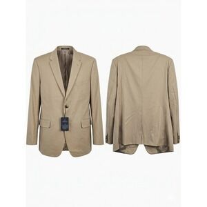 StudioSuits Blazer Mens 46R Tan Solid Bespoke Hand Crafted Luxury Sport Coat Tan